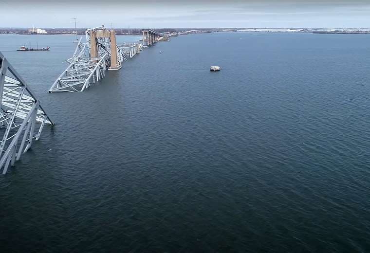 Estructura de acero del puente Francis Scott Key después del colapso / AFP