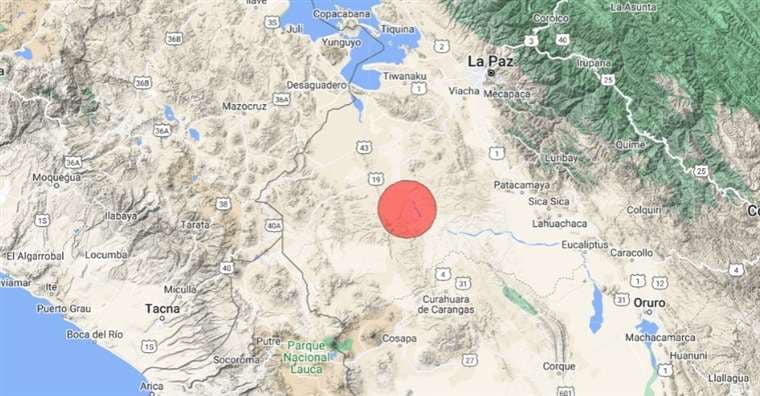 Reportan sismo de magnitud 5.1 en la provincia Pacajes de La Paz