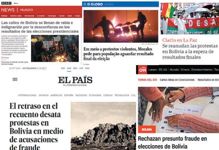 Importantes periódicos de Argentina, Brasil, Perú, España, Reino Unido, entre otros, están dando una cobertura especial al conflicto boliviano