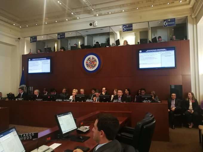 Las autoridades nacionales comparecieron ante la OEA I Foto: Cancillería.