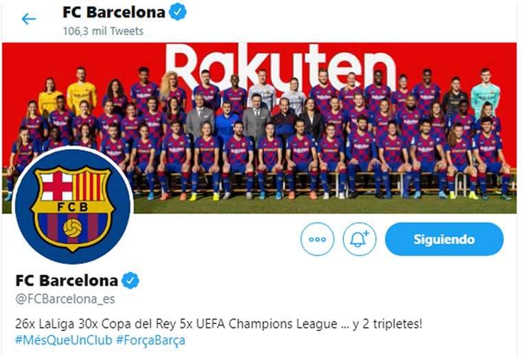 La cuenta oficial de Twitter del Barcelona
