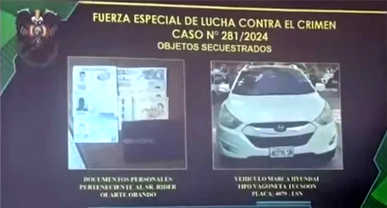 Imagen de la presentación del detenido en Yacuiba 