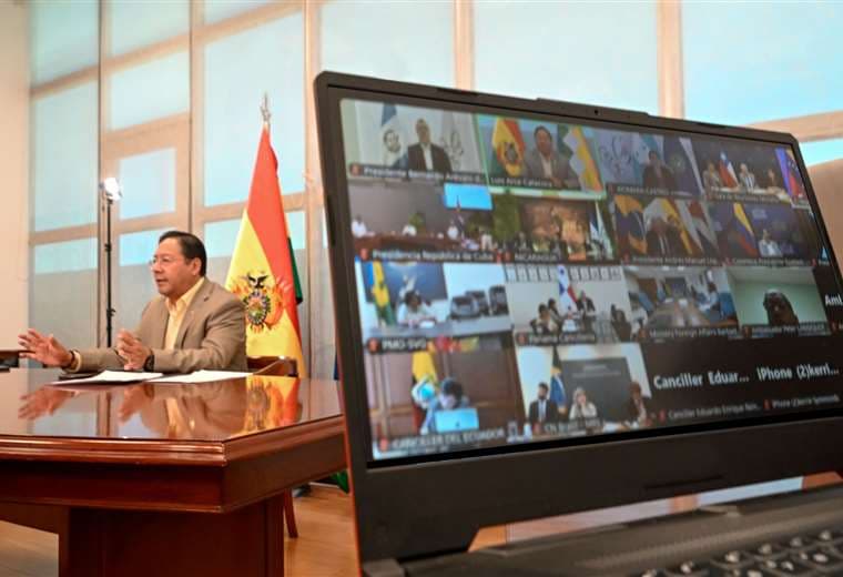 Presidente Luis Arce en su intervención en la cumbre virtual de la Celac